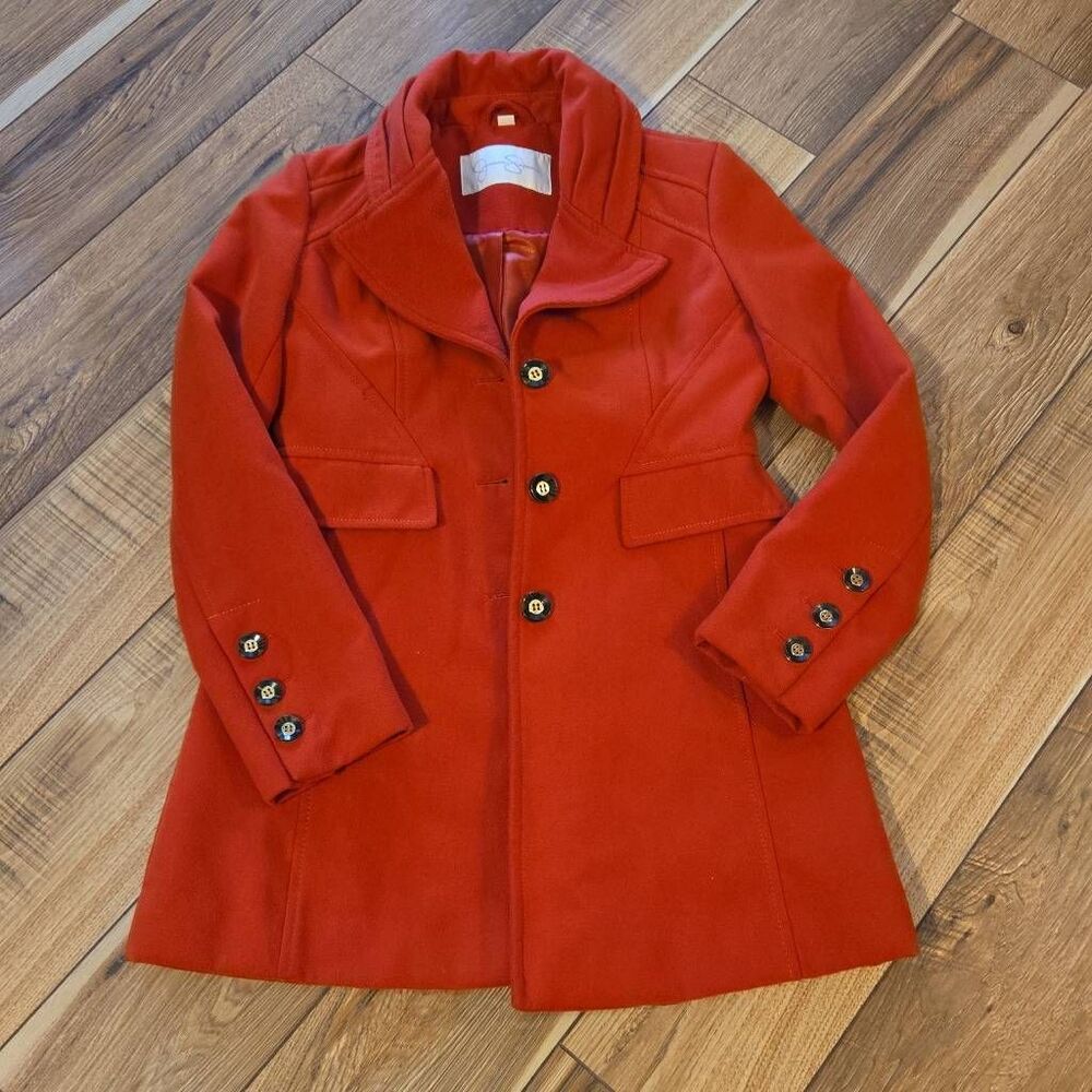 Jessica Simpson Red Pea Coat
